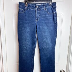 Chico's So Slimming Denim Jeans, Five Pocket Mid Rise Size 1 Short.